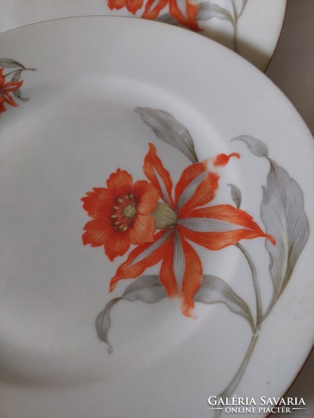 6 személyes süteményes tányérok antik, kézzel festett