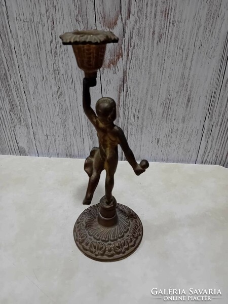 Figural copper candle holder with female figure