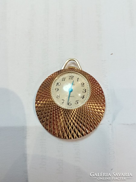 Russian slava gold-plated 17-stone pendant watch