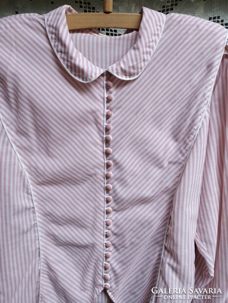 Vintage pink white striped blouse