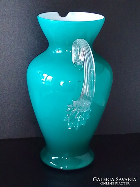 Murano glass jug, turquoise gradient! Flawless!