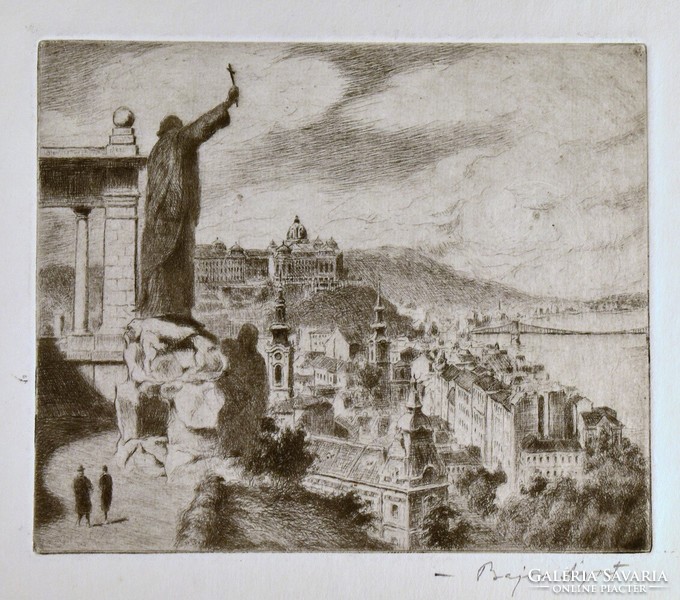 Ágost Bajor (1892-1958): view from Gellért Hill with the statue