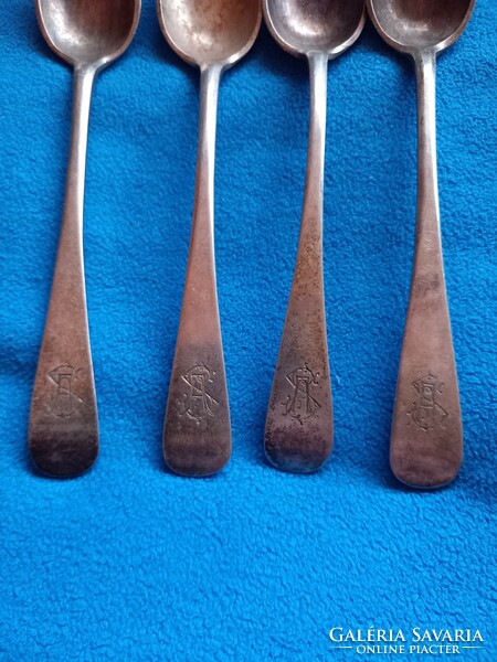 4 antique Augsburg silver tea spoons from 1802, 102.2 grams Körner master mark, rare!!!