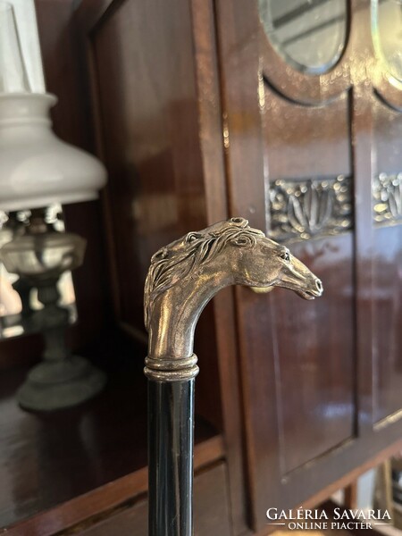 Silver horse-handled walking stick