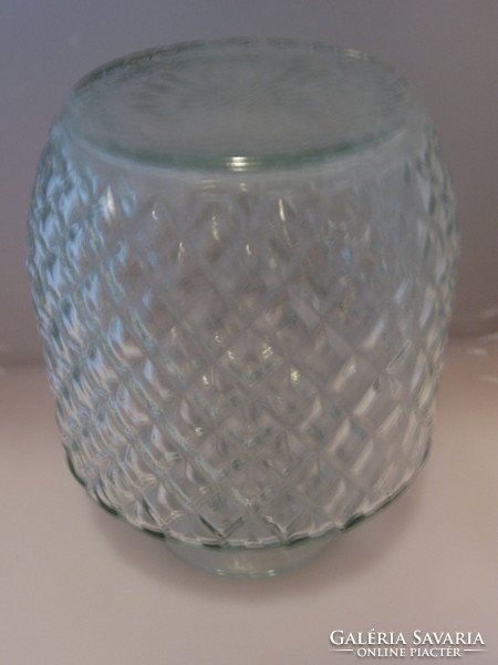 Türkiz kékes üveg váza, dekantáló, ananász mintás