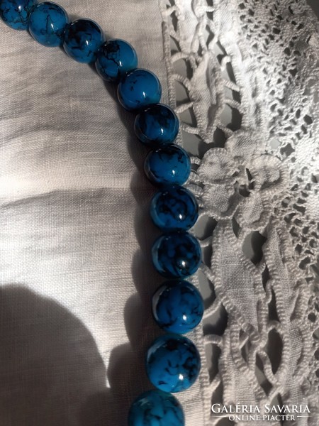 New handmade beautiful blue glass bead sphere necklace for sale!