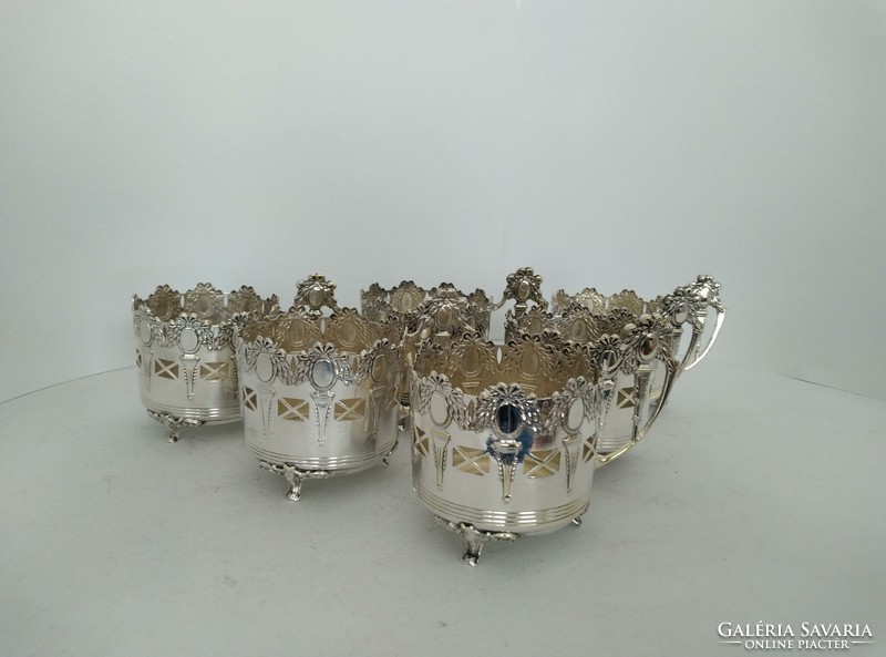6 silver-plated teacups