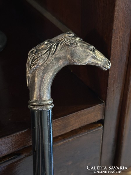 Silver horse-handled walking stick