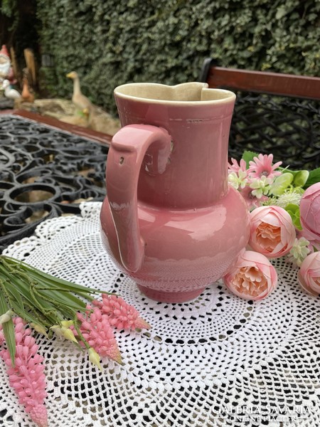 Gyönyörű rózsaszín fajansz puncsmázas Zsolnay csomag kancsó kiöntő Csupor bögre Gyűjtői darab