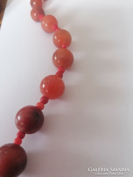 Old heavy large-eyed carnelian necklace 72 cm