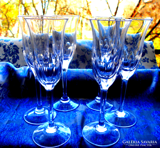 6 engraved champagne crystal glasses 21 cm flawless