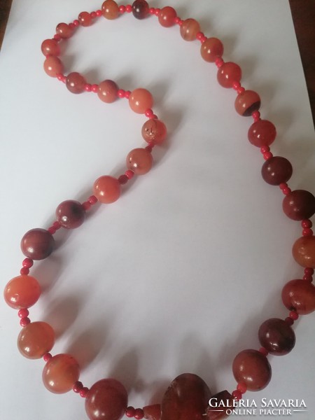 Old heavy large-eyed carnelian necklace 72 cm