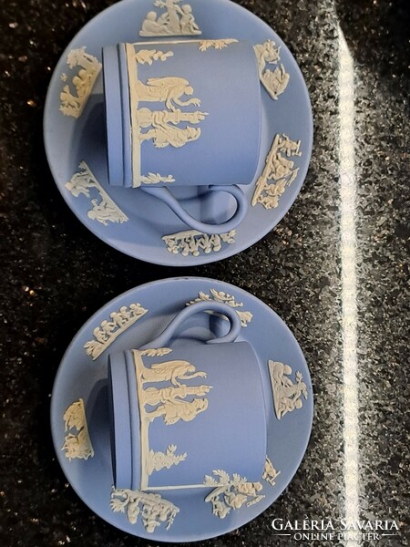 Wedgwood vintage kék angol reggeliző készlet mázas belsejű