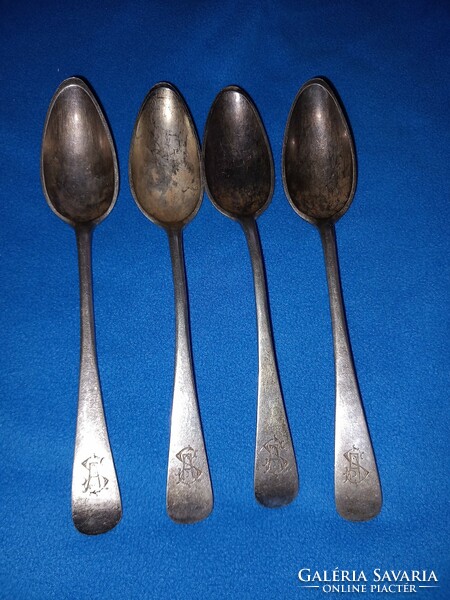 4 antique Augsburg silver tea spoons from 1802, 102.2 grams Körner master mark, rare!!!