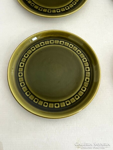 Retro, vintage 6 pieces of Kispest granite - László Zahajszky - flat plate, small plate, plate