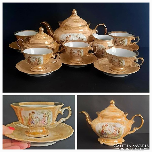 Wawel genre scene (1950-1969) Polish porcelain tea/coffee set for 5 people
