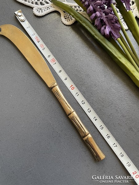 Old copper alloy cheese knife with bamboo pattern. Nice condition, showy piece