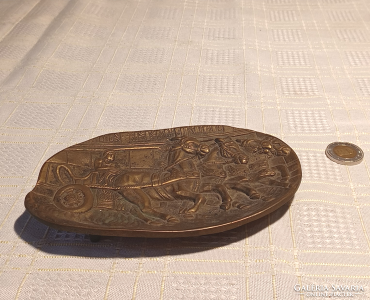 Bronze copper ashtray with scene