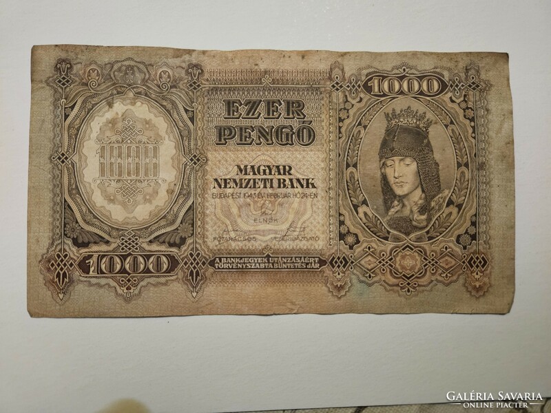 1943-as 1000 Pengő VF+