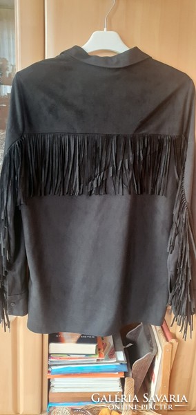Western fringed shirt in black, size S