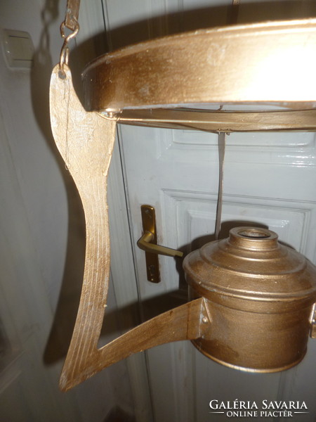 Antik szecessziós mennyezeti petróleum lüszter lámpa