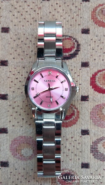 Women's stainless steel Geneva quartz watch.