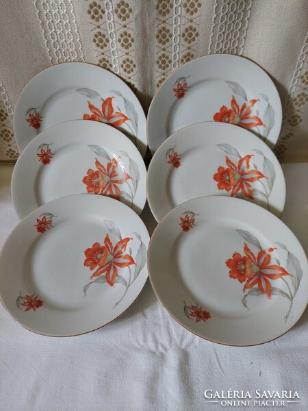 6 Personal cake plates antique, hand painted