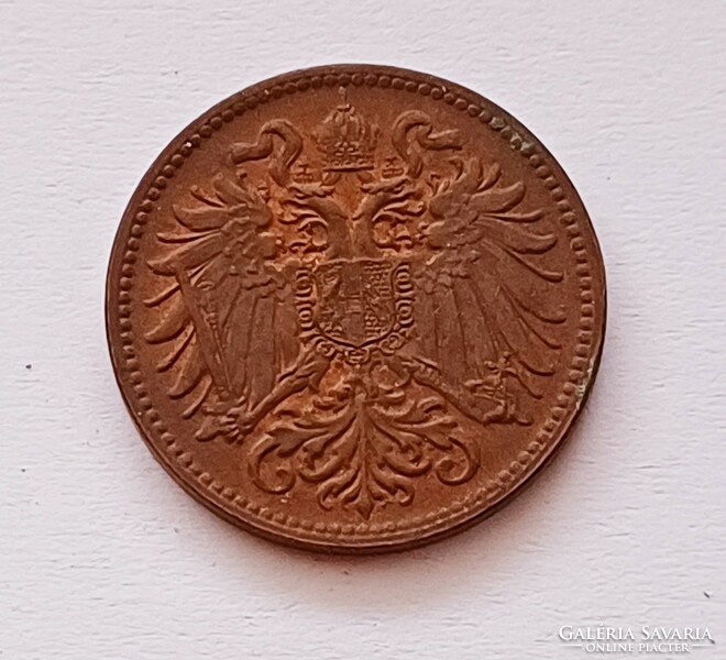Gyűjteménybe ajánlom!  Ausztria verdefényes 2 Heller 1912 aUnc.