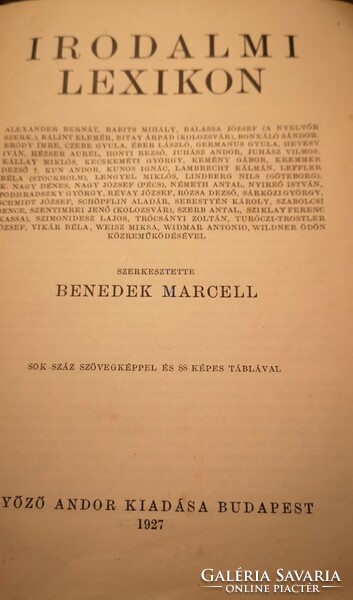 Irodalmi lexikon, Benedek Marcell, 1927