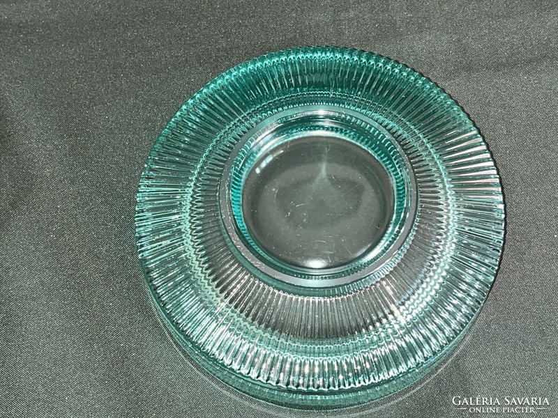 Rudolf Jurnikl tűrkiz zöld üveg hamutál Sklo Union Rosice üveggyár (U0026)