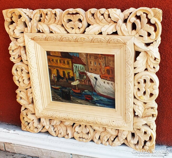 The work of an unknown painter, 20x25 oil cardboard in a Florentine frame