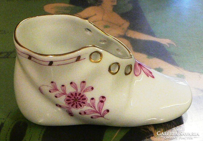 Herendi Indiai kosár mintás porcelán cipő