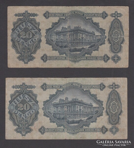 2x 20 Pengő 1930 (VG és F)