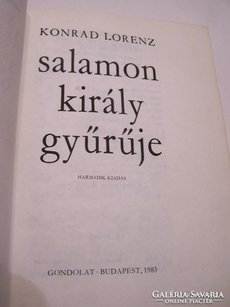 Konrad Lorenz Salamon király gyűrűje  „…