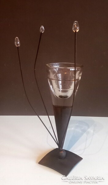 Különleges fém- Muránói üveg váza ALKUDHATÓ design