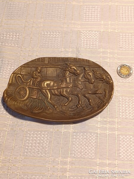 Bronze copper ashtray with scene