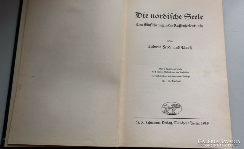 Könyvritkaság: Die Nordische Seele Ludwig Ferdinand Clauss 1939