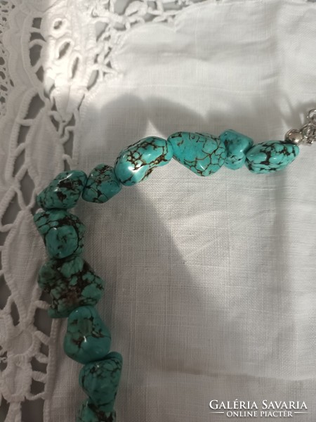 Old handmade painted hovlite mineral necklace for sale in very nice condition!