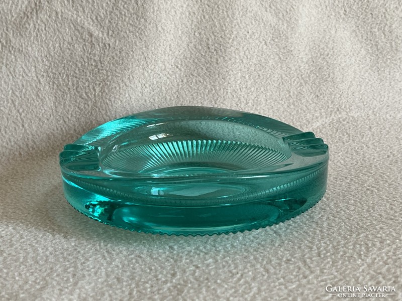 Rudolf Jurnikl Turkish Green Glass Ashtray Sklo Union Rosice Glass Factory (u0026)