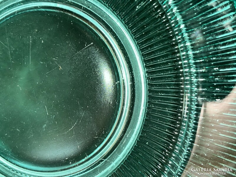 Rudolf Jurnikl tűrkiz zöld üveg hamutál Sklo Union Rosice üveggyár (U0026)