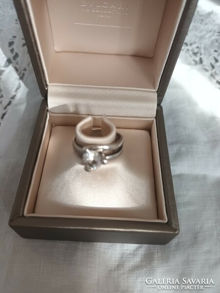 Old handmade silver solitaire ring with zirconia stone for sale!