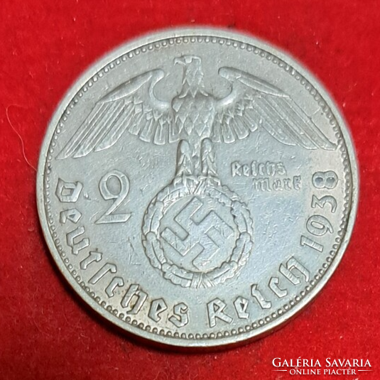 Ritka! Horogkeresztes ezüst 2 reichsmark 1939. E Harmadik Birodalom, csak 251000 darab készült (156)