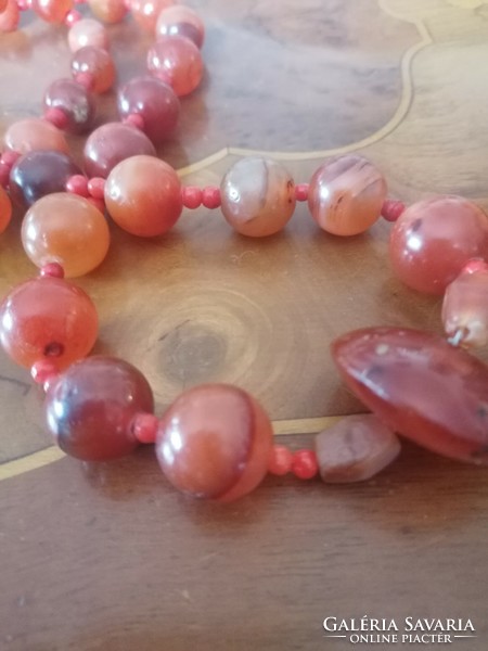 Old heavy large-eyed carnelian necklace 72 cm