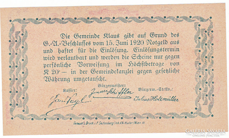 Osztrák szükségpénz  60 heller 1920