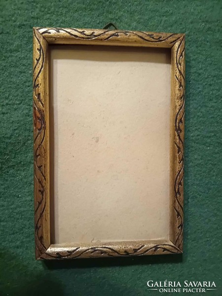 Old, gold-colored, wooden picture frame, 15.1x10
