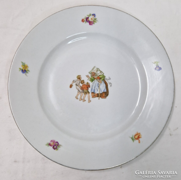 Old Zsolnay shield seal fairy tale or children's pattern porcelain plate