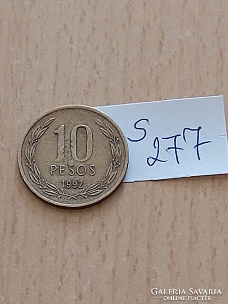 Chile 10 pesos 1992 nickel brass bernardo o'higgins s277