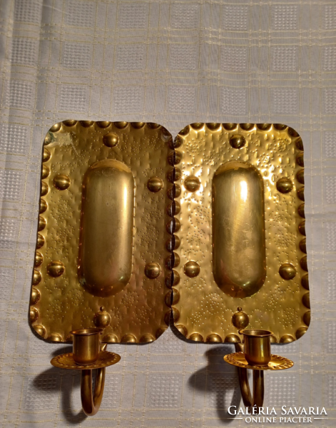 Swedish copper wall sconces in a pair marked-eriksson striberg