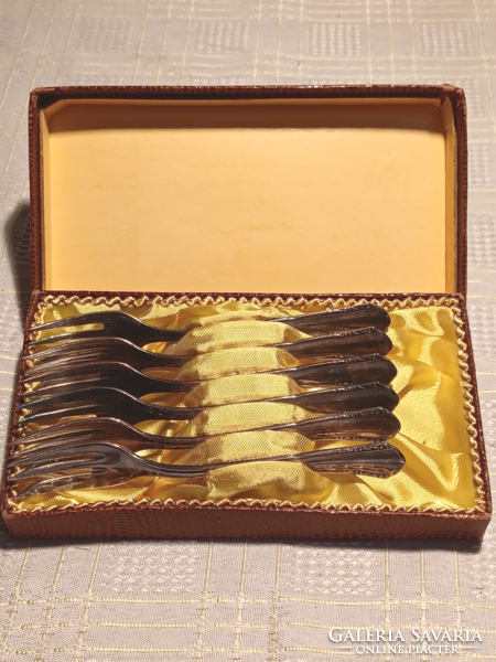 6 silver-plated German cake forks in a box - Germany spezial