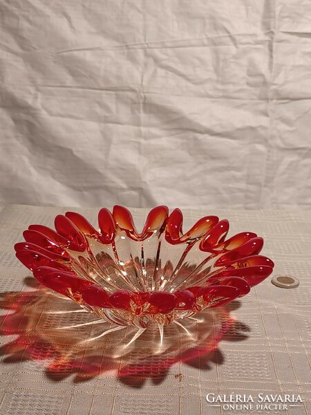 Czech glass table centerpiece with polished base